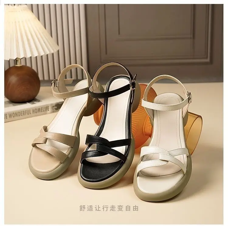 

New Summer Women Sandals Open Toe Thick Sole Anti Slip Heel Casual Roman Style Shoes Zapatos Diseñador Lujo Mujer Zapatos Mujer