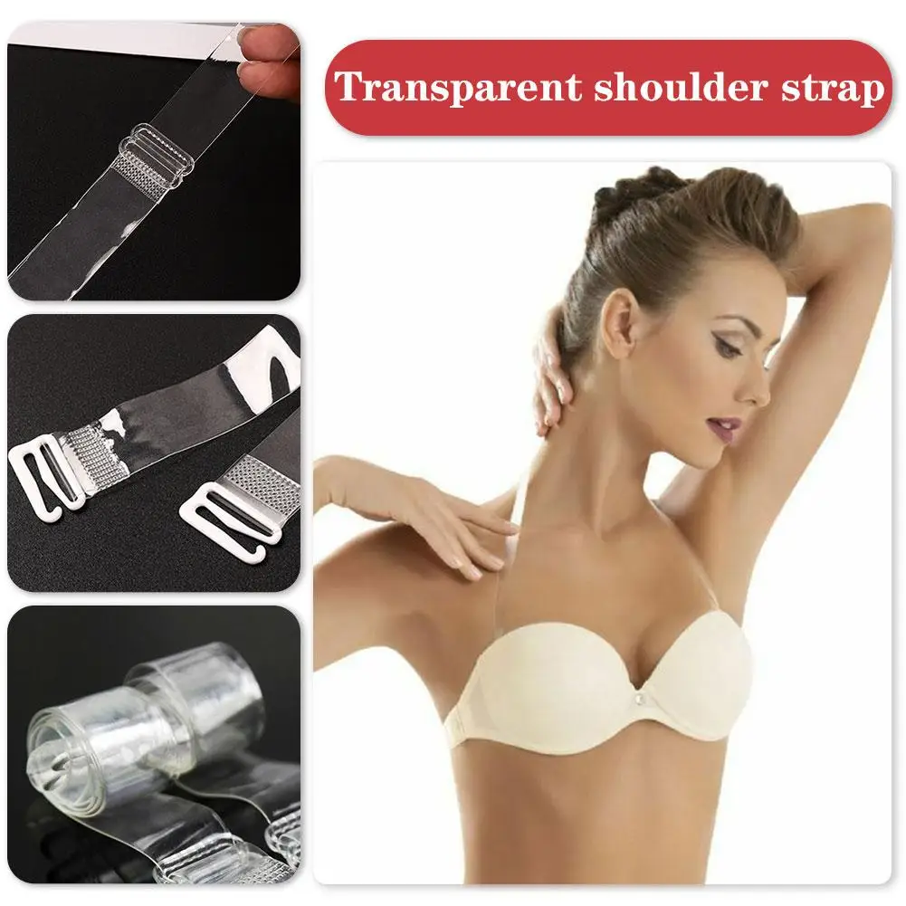 Women Silicone Non Slip Bra Straps 1Pair 2 Pair 1cm Wide Bra Transparent Clear Shoulder Adjustable Invisible Straps W2K8