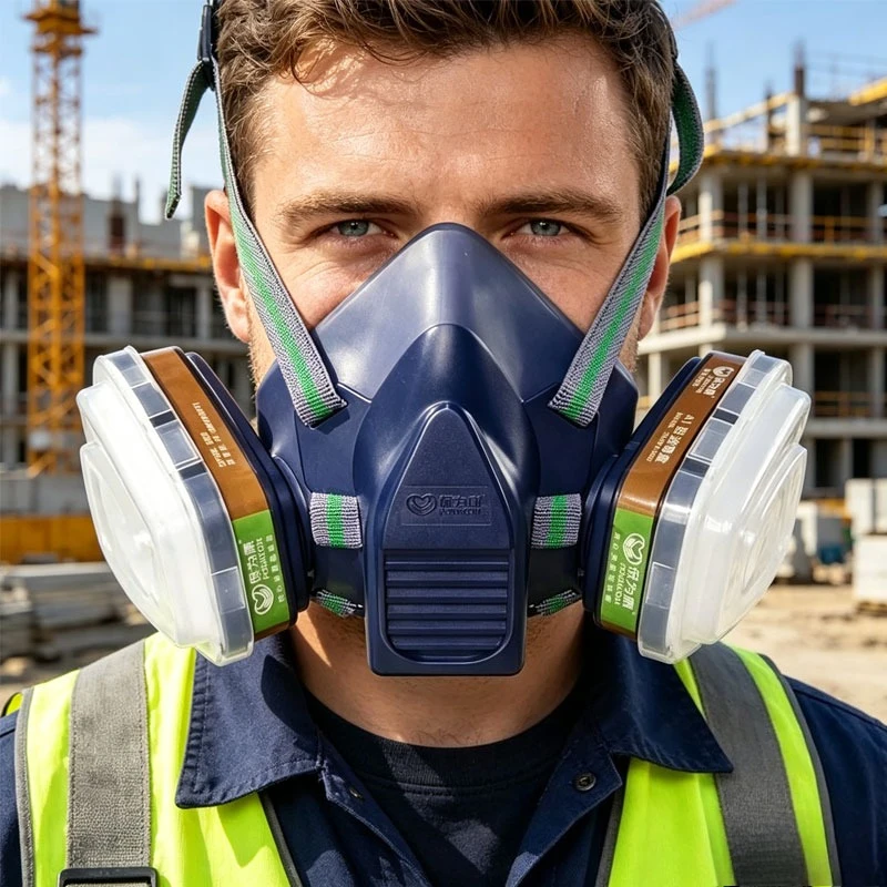 Safety Mask Gas Mask Safety Respirator Black Half Face Gas Respirator Epoxy Resin Painting Spray Polishing Work Accessories Tool