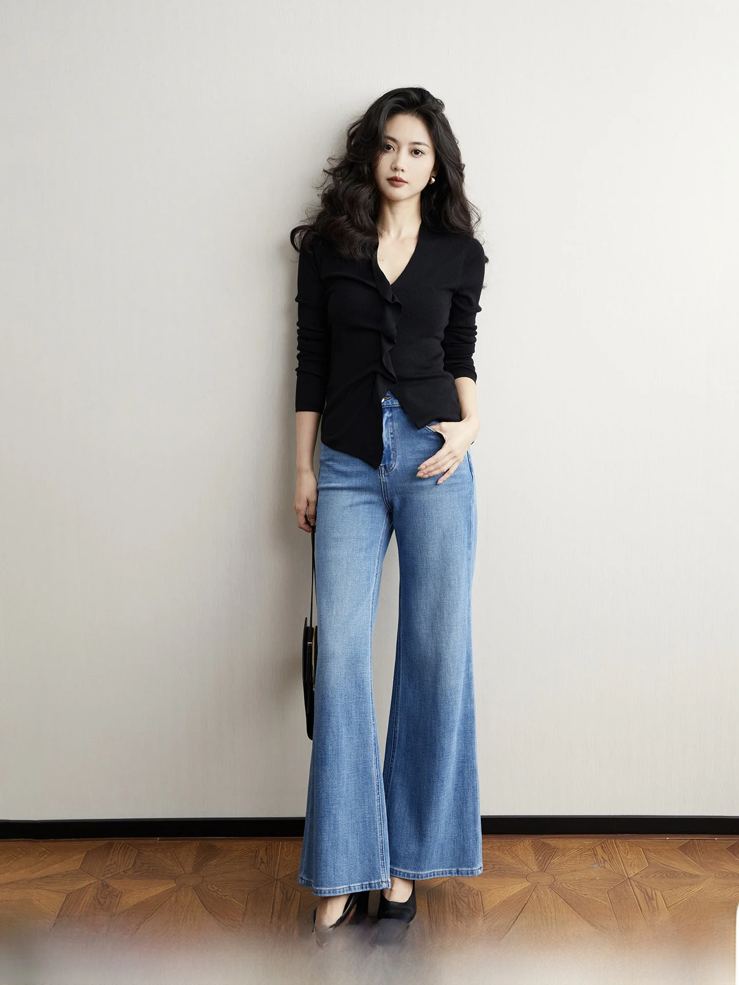 

High Waist Bell Bottom Wide Leg Denim Jeans Retro Style for Women Spring Commute TAIYANG OFFICE Cotton Stretch Denim