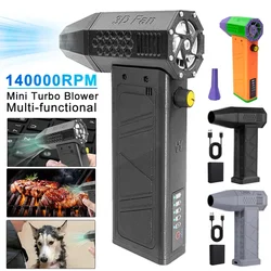 140000RPM Mini Turbo Jet Fan Brushless Motor Handheld Duct Fan 52M/S Portable Turbo Fan Type-C Charging with Power Display Compu