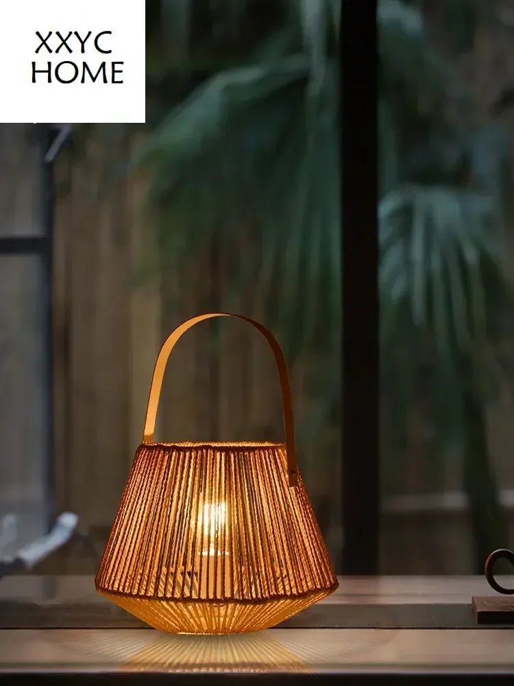 Table Lamp Hemp Rope Chinese Zen Decoration B & B Bedroom Bedside Tea Room Rattan Atmosphere Feeling Table Lamp