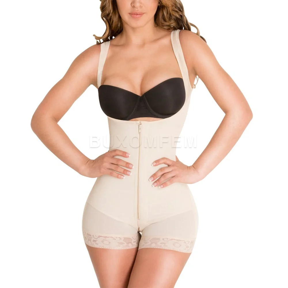 Women's Shapewear Skin-Friendly Seamless Padded Hip Shapewear Adjustable Hip Pads Enhancer Shapewear with Zipper & Shoulder