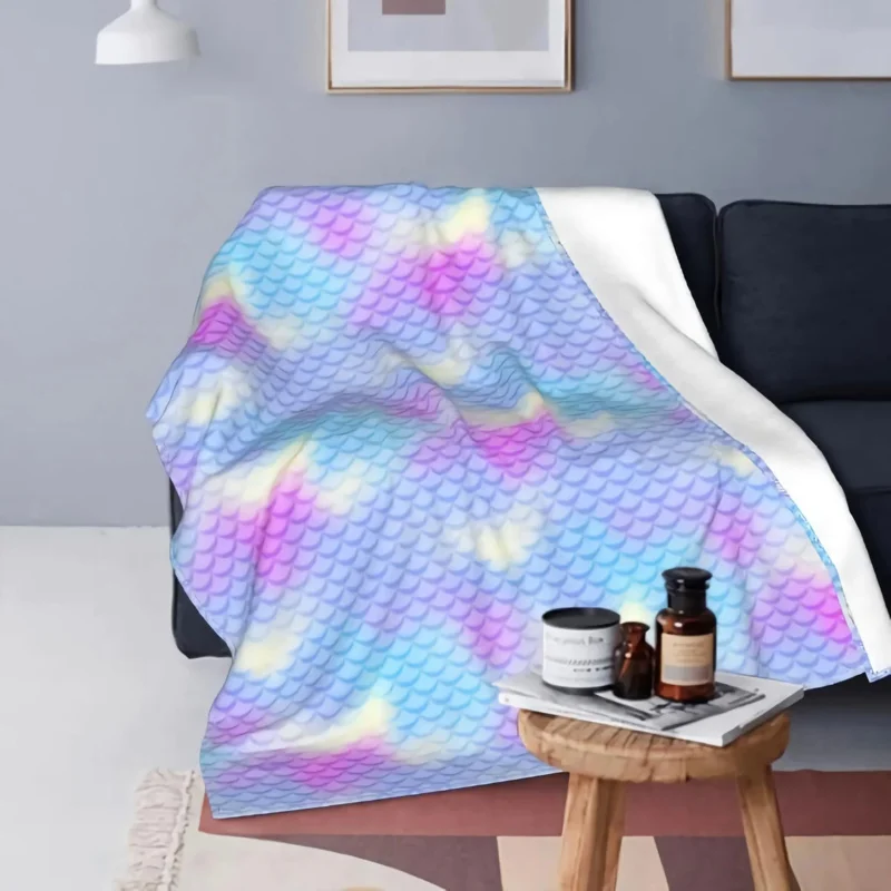 

Violet Mermaid Scales Abstract Colorful Fantastic Japanese Oceanic Texture Throw Fleece Blanket Flannel Collection