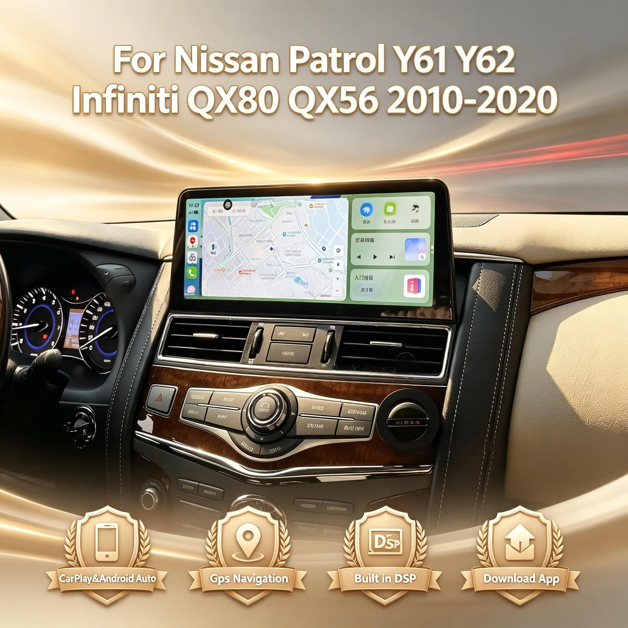 For Nissan Patrol Y61 Y62 Infiniti QX80 QX56 ARMADA 2010-2020 12.3