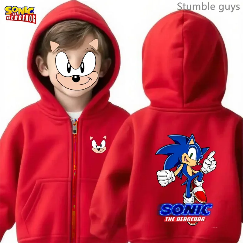 Sonic enfants Anime sweat à capuche zippé printemps automne garçons vêtements filles vêtements de sport confortable Fans porter
