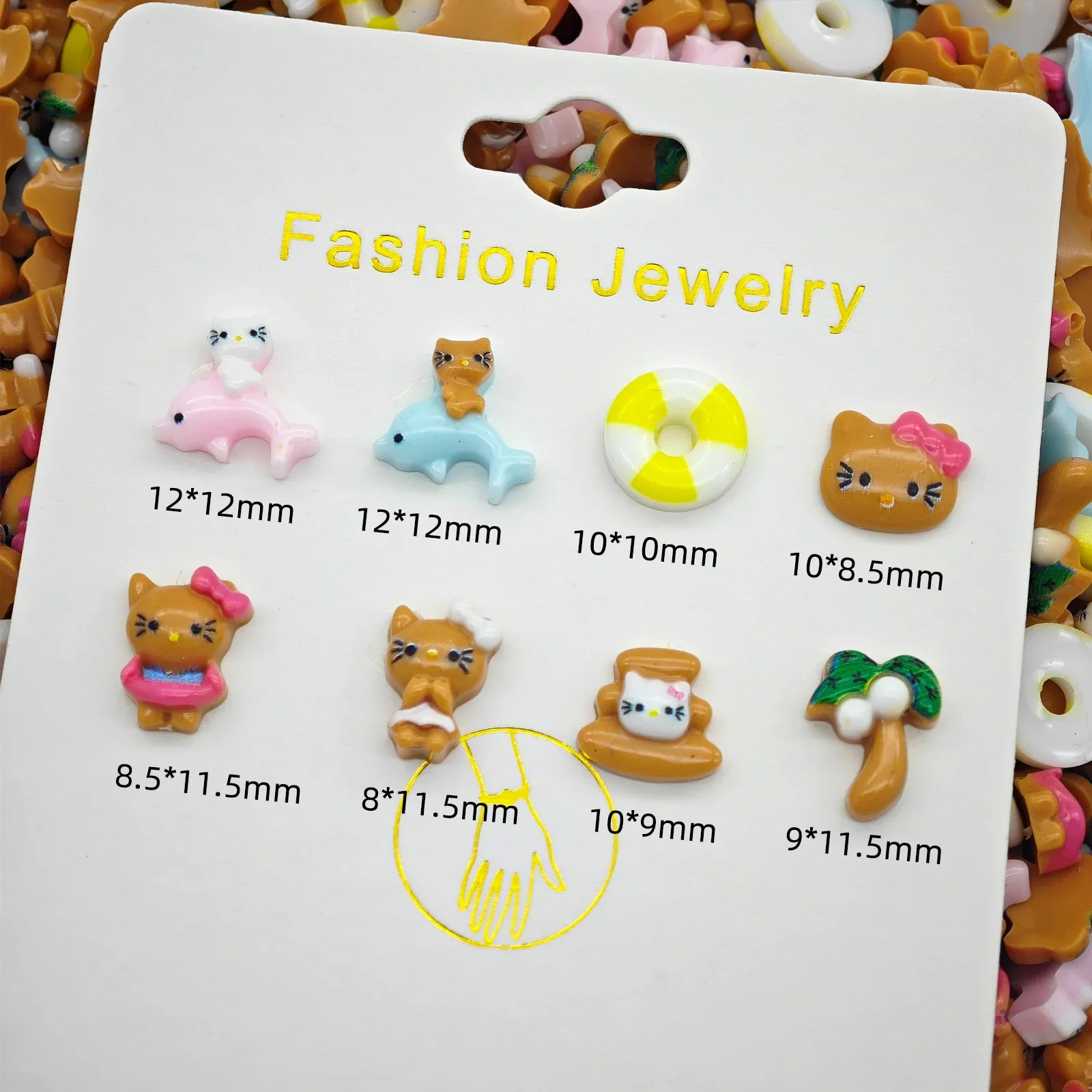 50pcs Luminous Cartoon Nail Charms Resin Flatback Hawaii Black Dolphin Hello Kitty Nail Art Decoration DIY Resin Nail Accessorie