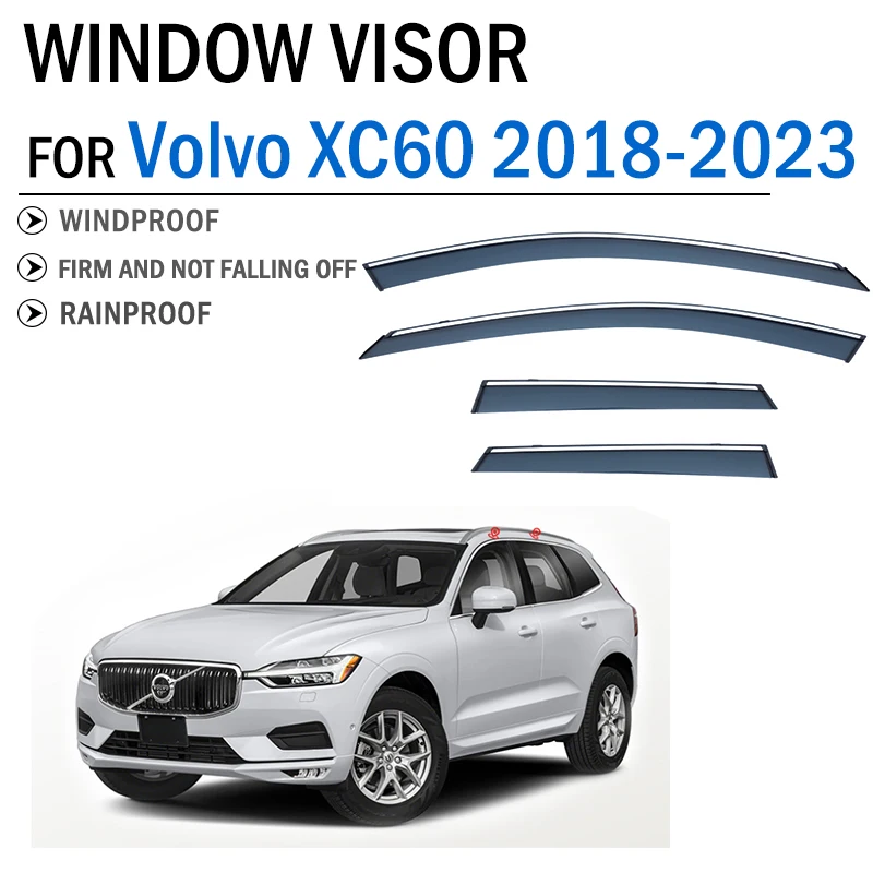 

Козырек Оконный Для VOLVO XC60 2018-2023, дефлектор, козырек, козырек от солнца, дождя, дыма, защитный козырек, навес, отделка, автомобильные аксессуары