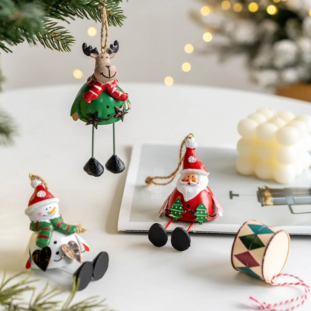 Christmas Iron Painted Santa Pendant Santa Claus Vintage Iron Painted Ornaments Xmas Home Decoration Christmas Tree Decoration