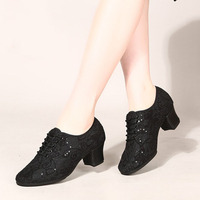 2025 New Style Latin Dance Shoes Female Adult High-heeled Square Social Dance Shoe Sports Breathable Shoes Dancing Shoe