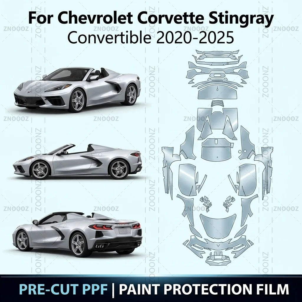 For 2020-2025 Chevrolet Corvette Stingray Convertible Precut PPF Paint Protection Film Full Vehicle Glossy Clear Matte Black