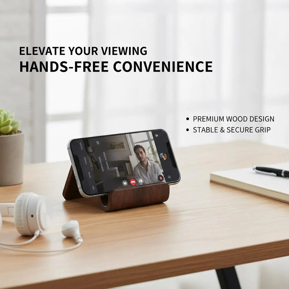 Wooden Phone Holder Universal Desktop Stand Walnut Wood Creative Cell Phone Support For iPhone Samsung Office Decor 2026