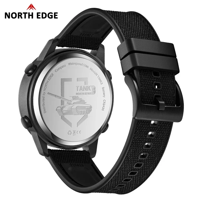 NORTH EDGE Outdoor Sports Watch TANK 3 Men's Digital Militray Watches   Pedometer Calories Compass Waterproof 50M Wristwatches