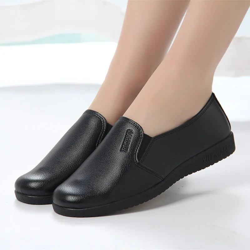 Chef Waiter Shoes, Hotel and Restaurant Kitchen Shoe, Soft Work Non-slip Flat Shoes, Black Oil Proof Waterproof Women Shoes