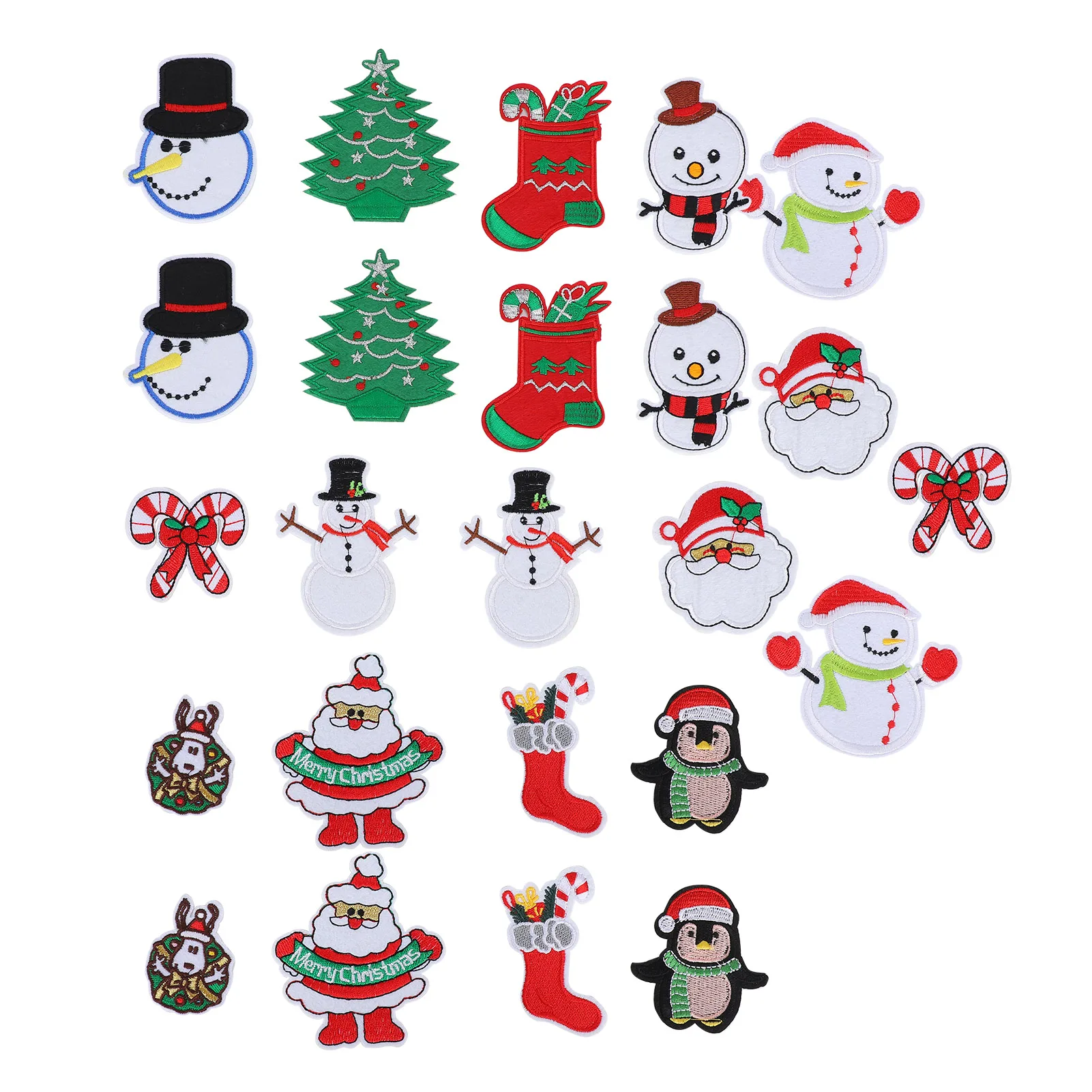 

24Pcs Christmas Patches Embroidery Cloth Stickers Santa Claus Snowman DIY Hand-made Ironing Patch For Decorating Holiday Clothes