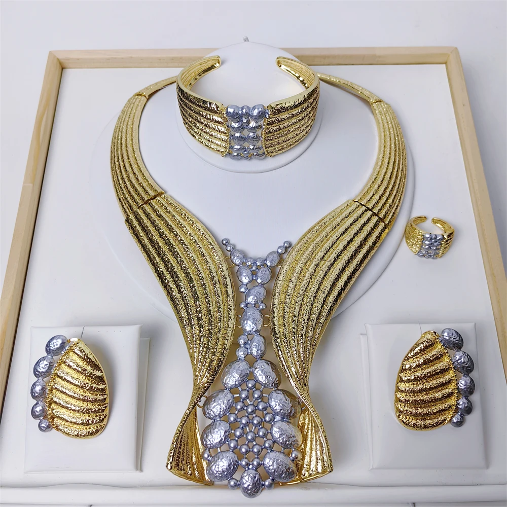 

TITI Big Jewelry Set Exaggerate Large Choker Necklace Bracelet Big Drop Earring Ring For Women Wedding Jewellery Gift 2025 NEW