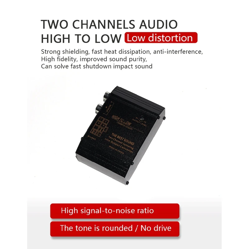 مكبر صوت للسيارة 12 فولت محول عالي إلى منخفض المستوى لمنفذ RCA مع تقنية مضادة للتدخل