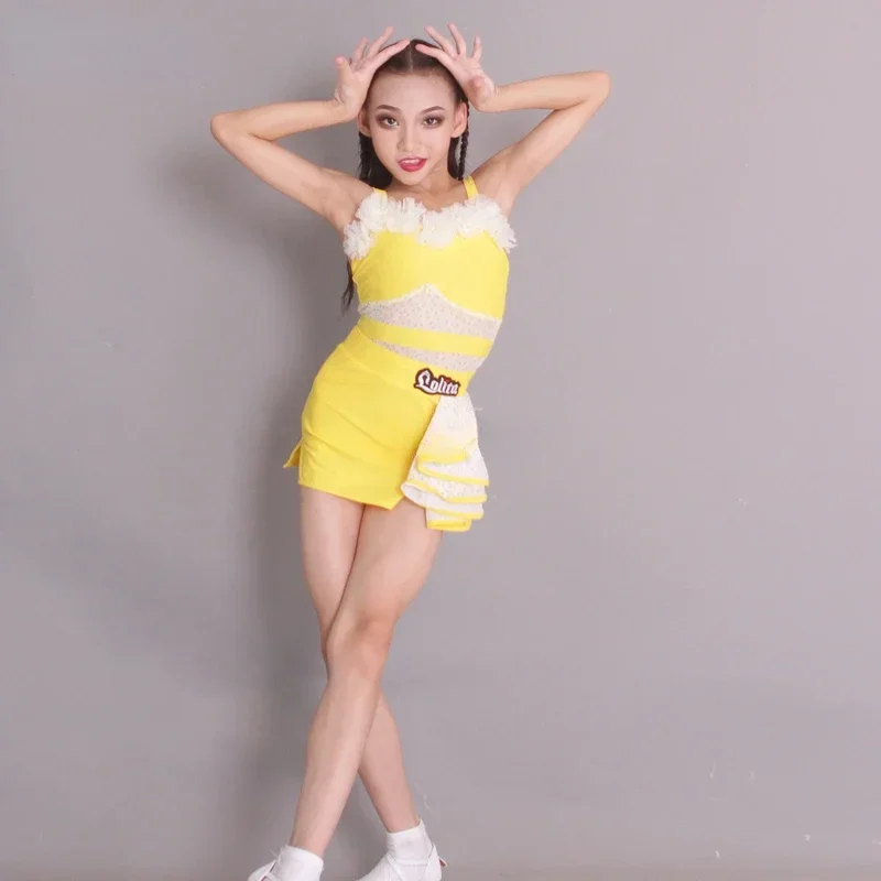 

Performance Cha Cha Rumba Tango Dance Dress Skirt Girls Practice Dress Children's High-grade Regulation Dress Latin Training