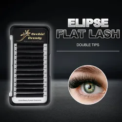Orchid Beauty Flat Ellips Wimper Matte Pure Zwarte Kleur Superzachte Natuurlijke Wimperverlenging Platte Wimpers 12 Rows