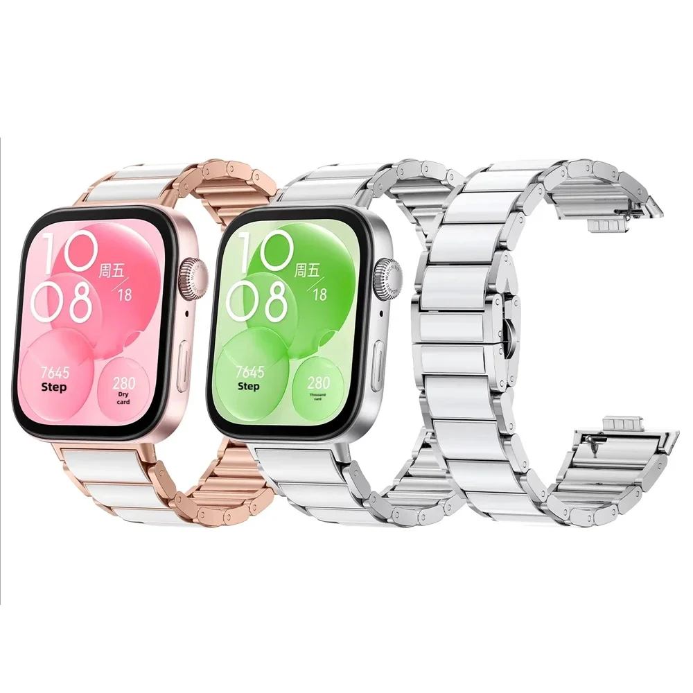 Stainless Steel+Ceramic Band For Huawei Watch Fit 4 Pro/4/3 Accessories Correa belt pulseira Bracelet Huawei Watch fit4 Strap