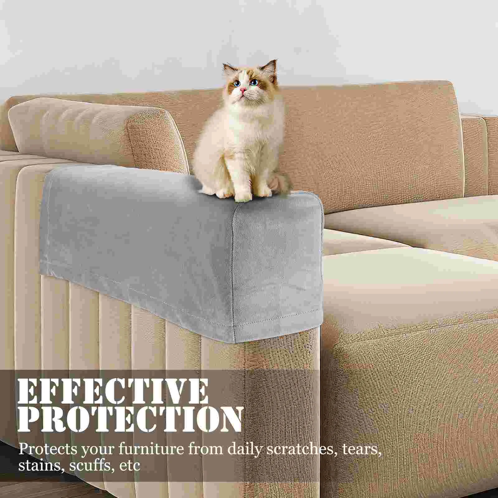 2 Pcs Sling Chair Couch Arm Covers Sofa Stretch Slipcovers Cream Armrest Protective Cloth Grey Protector