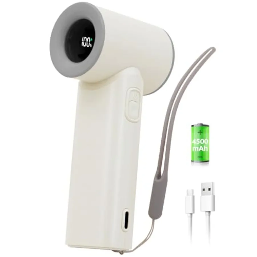 

Portable Handheld Turbo Fan 17400RPM High Speed Turbo Mini Fan [15H Max Cooling Time], 4500mAh, 5 Gear Wind, LED Display, USB R