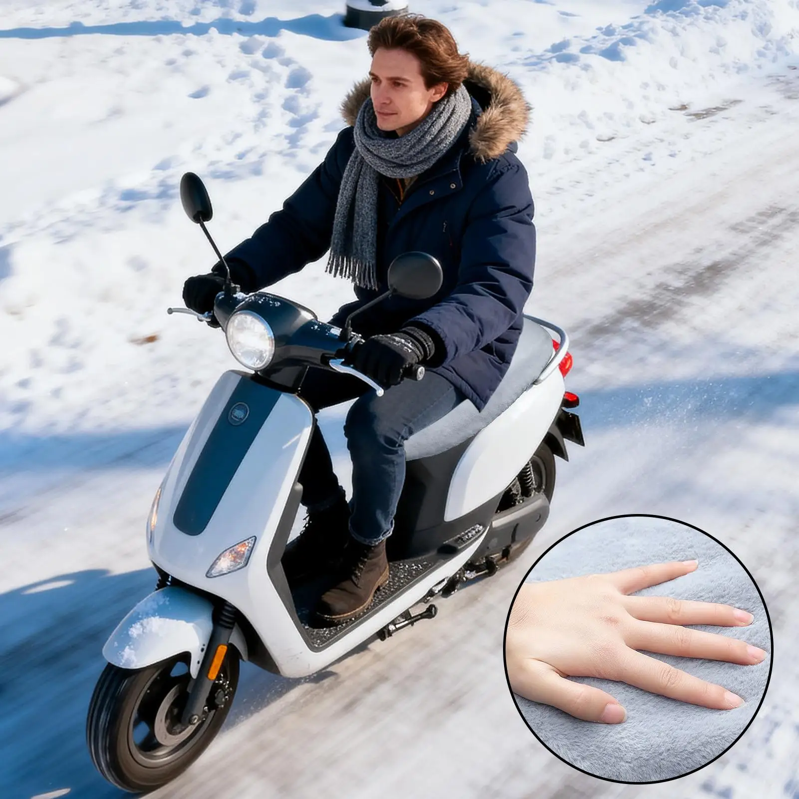 

Чехол на сиденье мопеда, плюшевый изолированный чехол на сиденье, дышащая теплая подушка для квадроцикла, мопеда, скутера, приключений, снега, холодной погоды