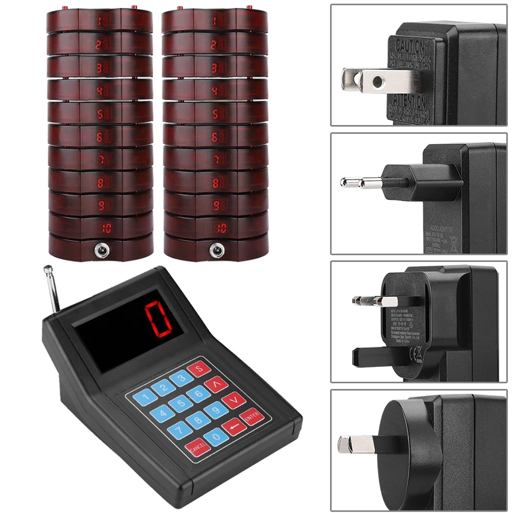 Pager System for Restaurant 1‑for‑20 1.5KM Connection Restaurant Calling System Wireless Guest Paging Queuing System