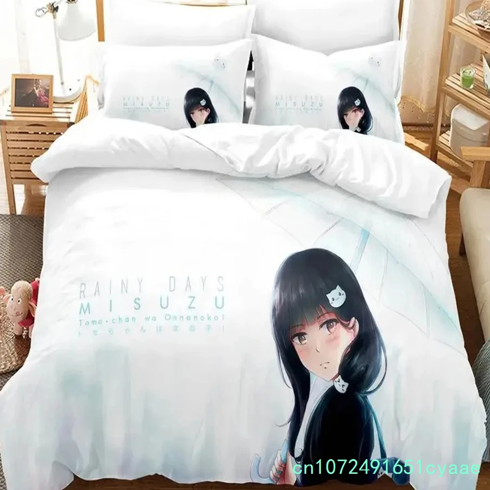 Tomo-chan Is A Girl! Bedding Set Single Twin Full Queen King Size Bed Set Adult Kid Bedroom Duvet Cover Set Anime