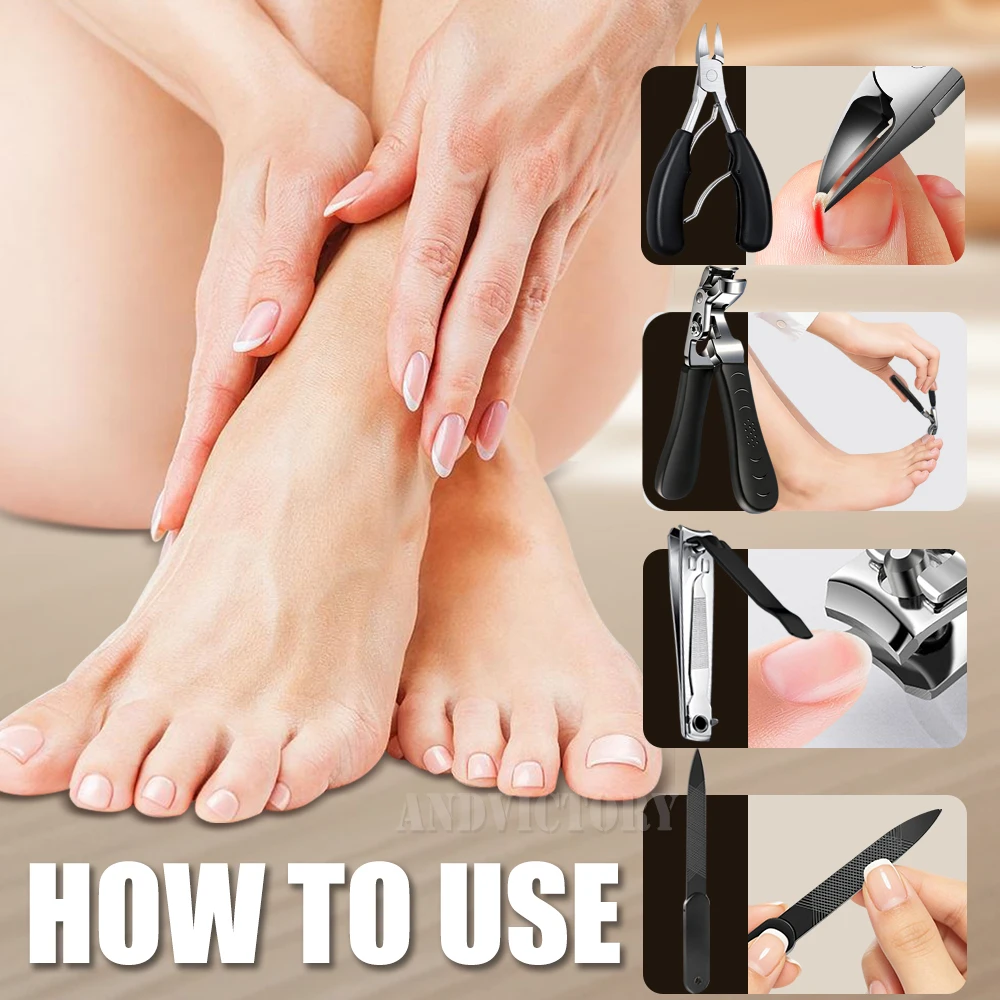 1Set Nail Clipper Set Angled Head Toenail Clippers Ingrown Toe Nail Clippers for Thick Nail Clippers with Catcher Pedicure Tools