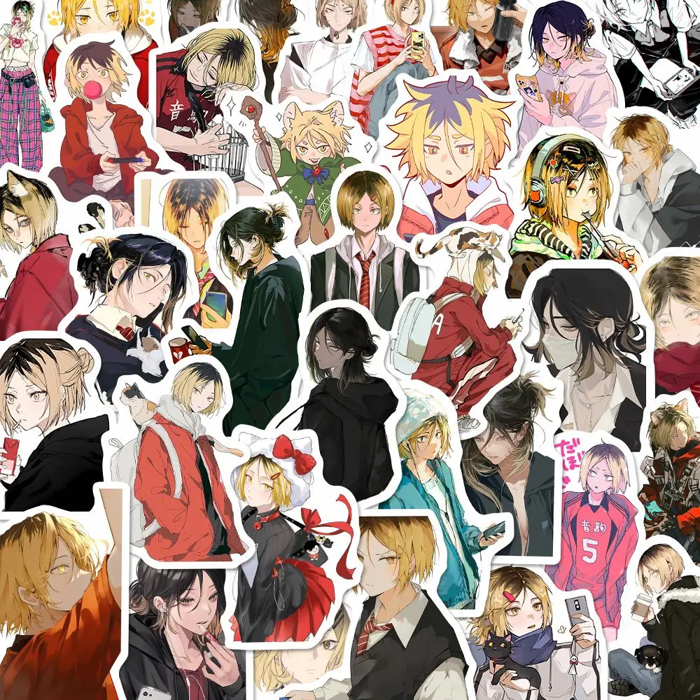 61PCS Anime Kozume Kenma HinataShoyo Stickers Waterproof DIY Phone Laptop Luggage Guitar Notebook Cup Cartoon Stickers Kids Gift