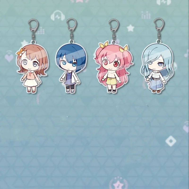 Bonito Kawaii Acrílico Chaveiro, PJSK Projeto Sekai, Palco Colorido, Todo o Personagem, Chaveiro, Strap Figura, Acessórios Pendurados