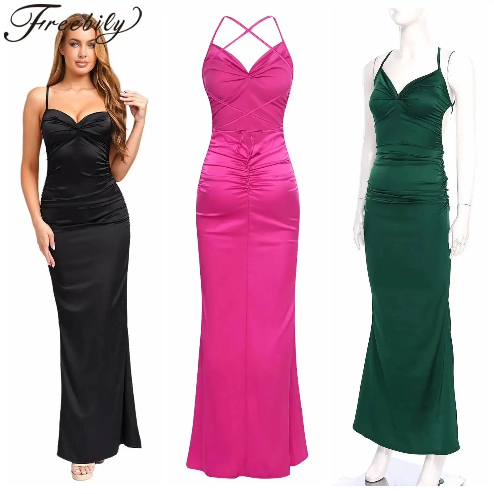 

Hot Sexy Women Spaghetti Strap Dress Camis Party Slim Cocktail Gown Backless Wedding Evening Bodycon Dresses Robe De Soiree
