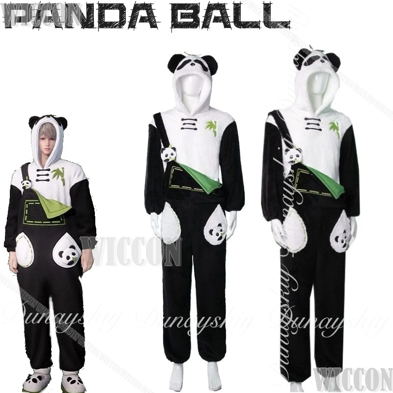 

Love and Deepspace Game Male Protagonist Cosplay Black White Coral Velvet Pajamas Panda Ball Halloween Clothes Jumpsuit Man Cos