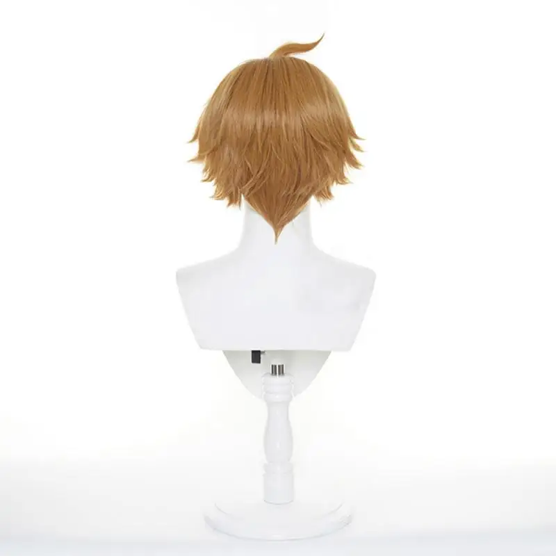 Anime Genshin Impact Ajax Herren Cosplay Perücken Kostüme Kopfbedeckung 30cm Lange Simulierte Kopfhaut Dicke Gemischte Voluminöse Lange Haarperücken – Detail 5