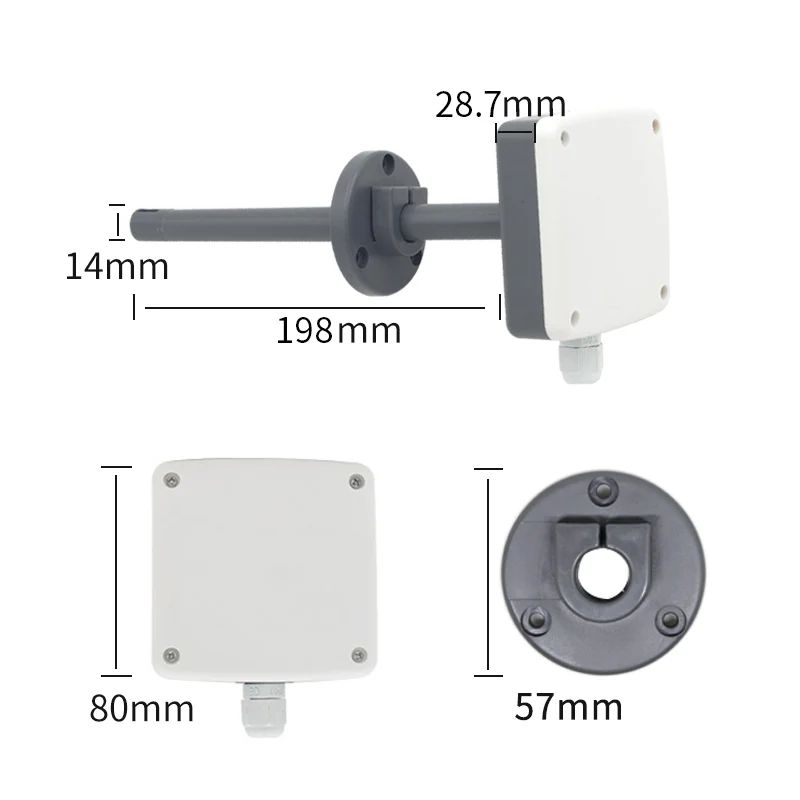 Duct Duct Temperature and Humidity Sensor Plug-in Transmitter Detector Display Thermohygrometer High Precision
