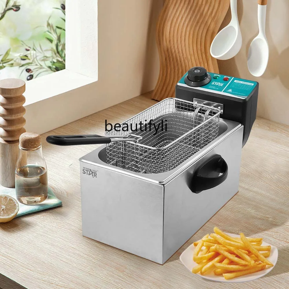 Household 4L Stainless Steel Fixed Fryer Barrel French Fries Multifunctional Fryer