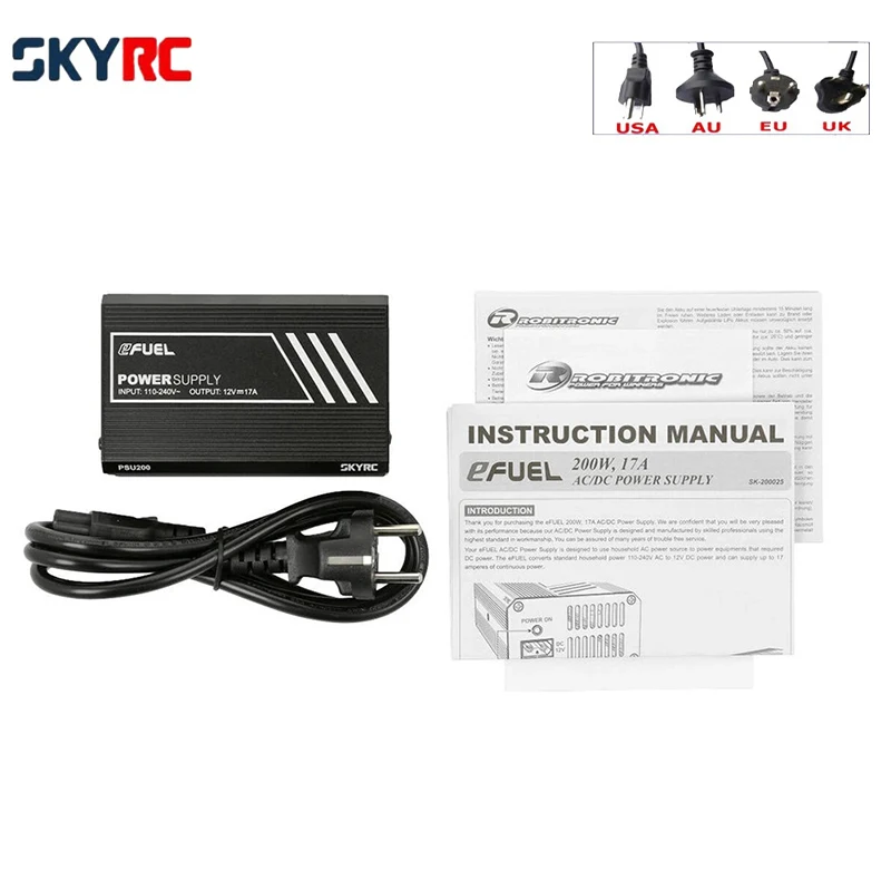 

SKYRC EFUEL PSU200 200 Вт 17A адаптер питания для SKYRC B6 Lite B6 Nano Charger RC FPV гоночный Дрон Квадрокоптер радиоуправляемые запчасти