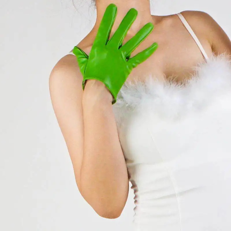 16 cm 6 Zoll extra kurze Handschuhe aus Kunstleder, PU, glänzend, schwarz, Cosplay, für Männer und Frauen, Mädchenmode, Touchscreen, empfindlich – Detail 13