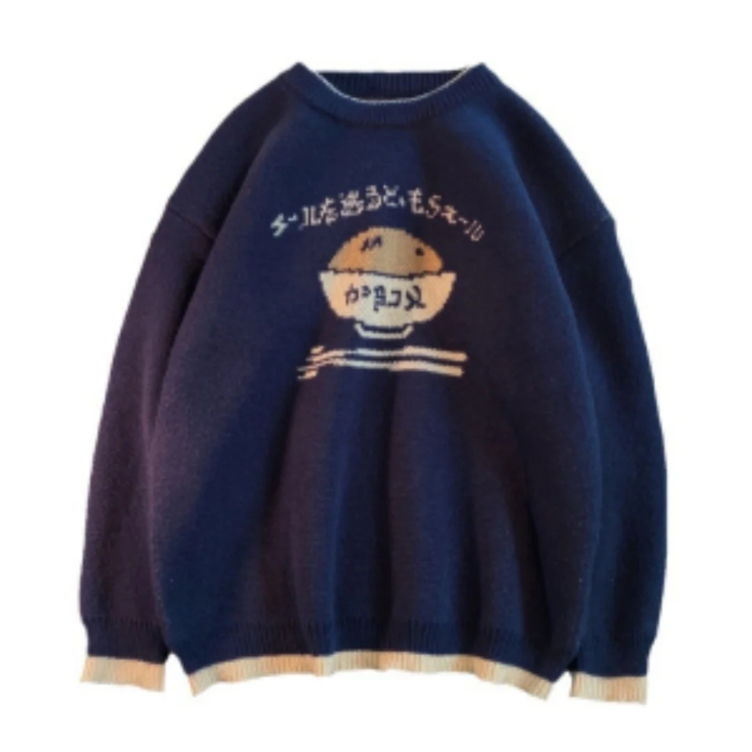 Sweter unisex Y2K z dzianiny, luźny krój, grafika z literami, styl vintage, estetyczny, casualowy sweter na jesień, odzież dzianinowa, 2025