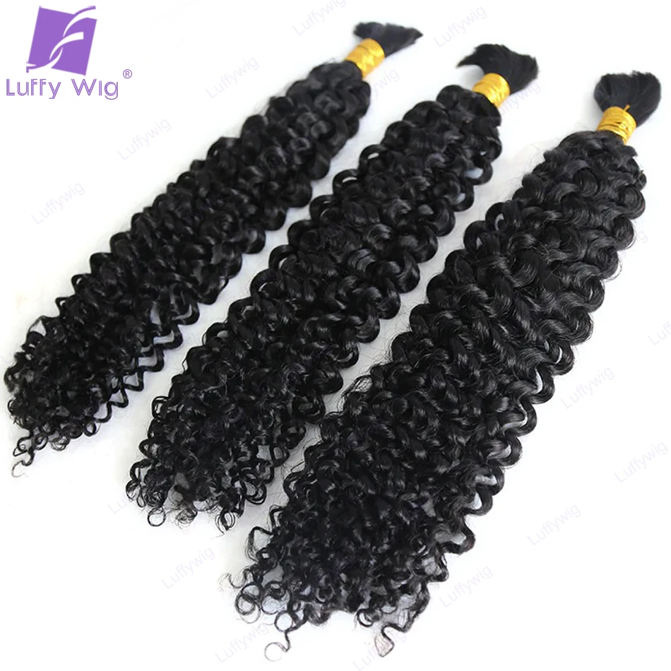 Bulk Hair for Braiding Black Bulk Curly Human Hair No Weft Double Drawn Full Burmese Human Curly Hair Bundles for Boho Braids