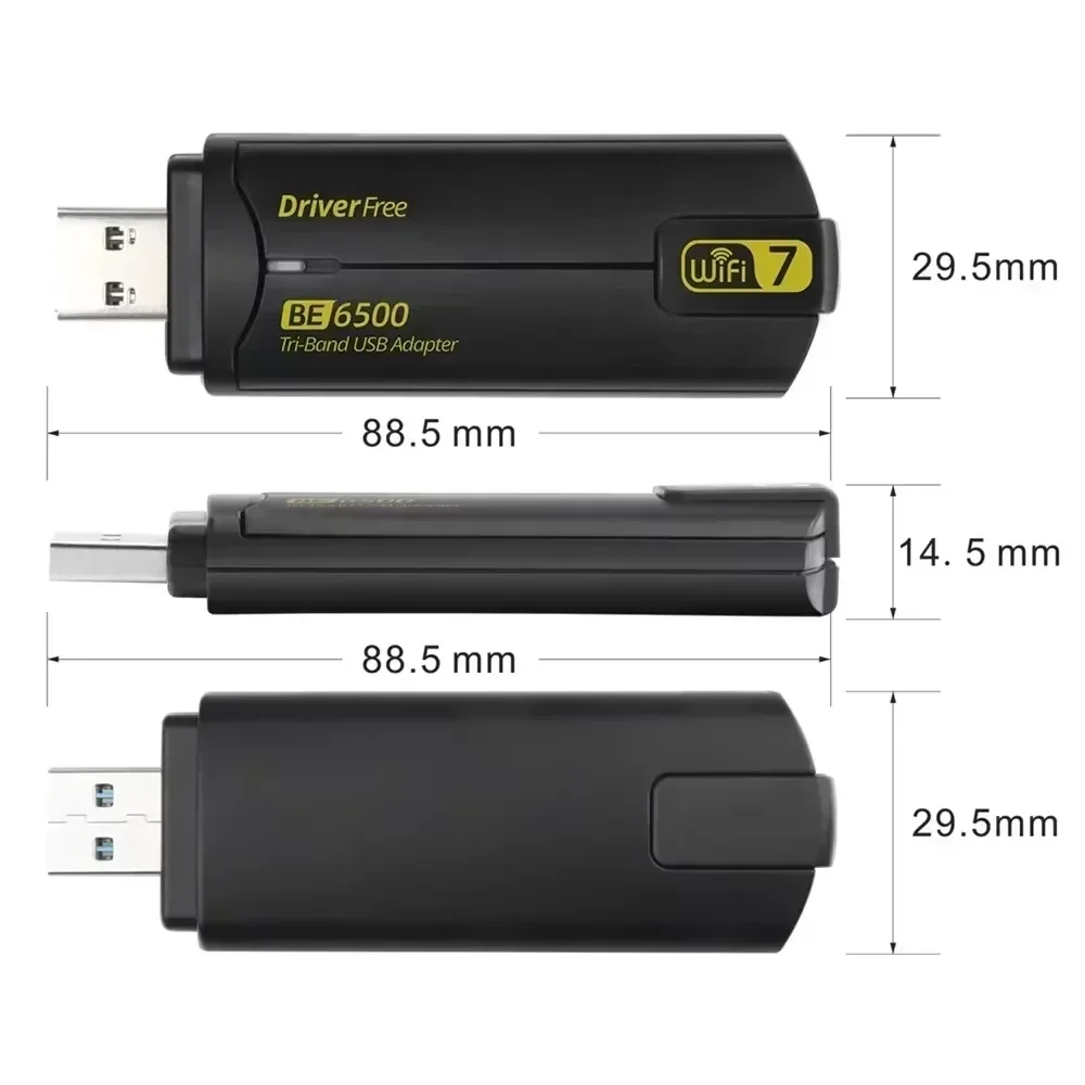 BE6500 Wifi 7 อะแดปเตอร์ Usb Tri-Band 6G/5G/2G Usb 3.0 Adaptador Antena Wifi Para PC การ์ดเครือข่ายตัวรับสัญญาณ Dongle สําหรับ Win 10/11