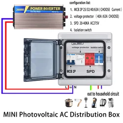 太陽光発電ミニpv ac分布ボックスインバーター側接続経済的なグリッド接続ボックス