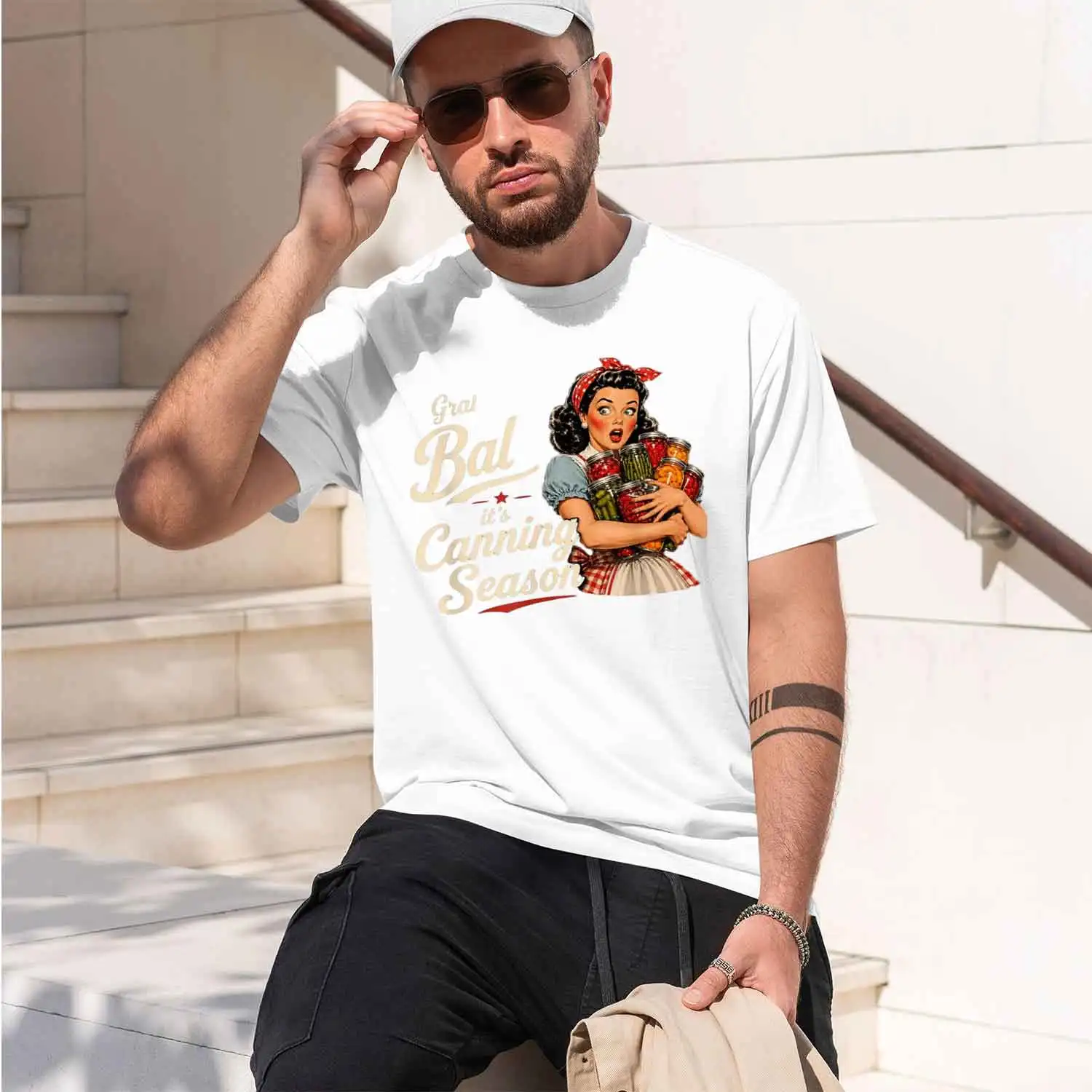 Grab r Balls Its Canning Season Funny Food Preservation T-Shirt Summer Short-Sved Breathable Sweat-Wking Versatile 2026 New Mode
