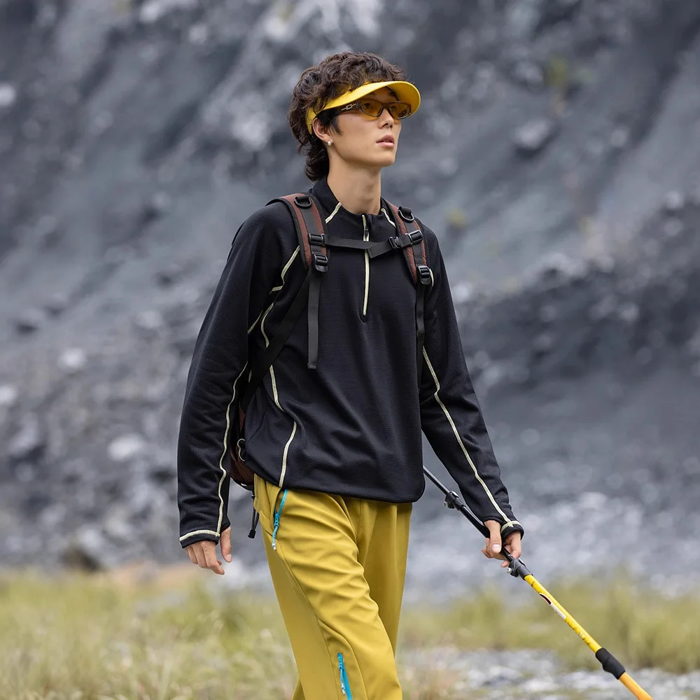 

Осенне-зимний уличный кемпинг, походная футболка с длинными рукавами, повседневный повседневный свитер с круглым вырезом, унисекс, клетчатая базовая рубашка с полумолнией.