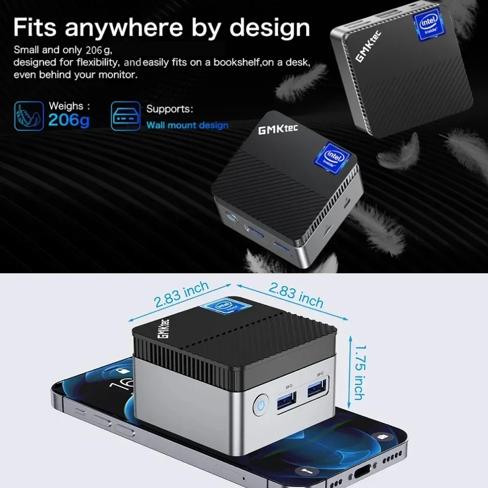 Atas! GMKtec KB5 PC Mini Intel Celeron N5105 Windows 11 Pro 4K Mini PC DDR4 8GB RAM 128GB ROM WiFi5 BT4.2 Komputer Desktop Bekerja