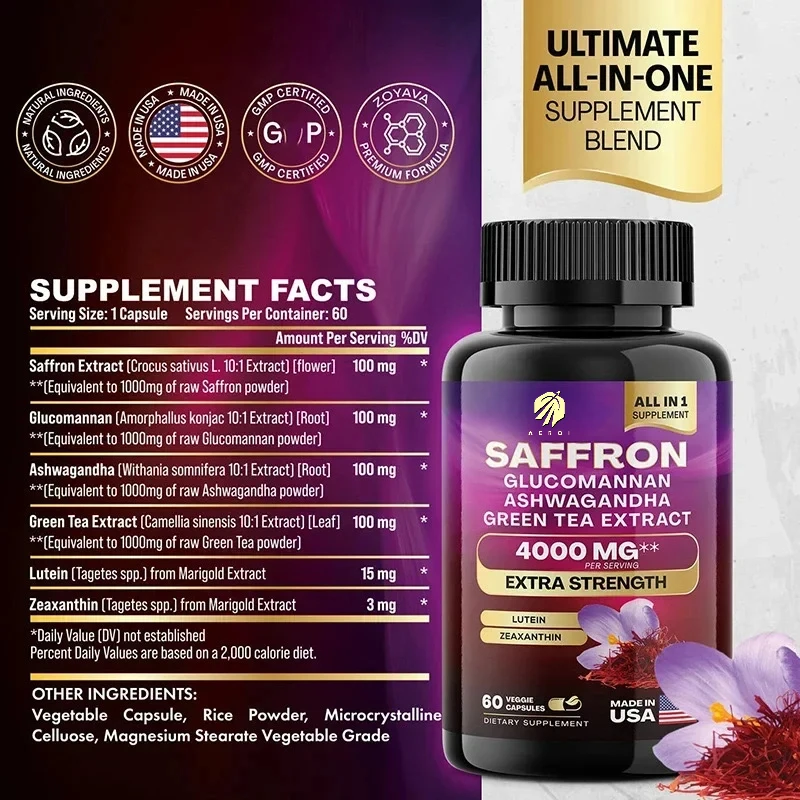 Saffron capsules improve sleep quality, relieve stress and anxiety, enhance immunity, alleviate visual fatigue,and calm the mood