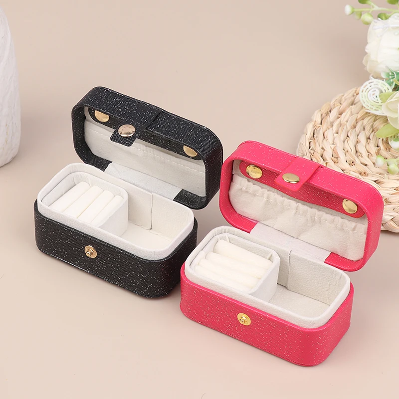 Minimalist Style Portable PU Travel Organizer Case Ladies Rings Necklaces Earrings Small Jewelry Accessories Daily Trip Desktop