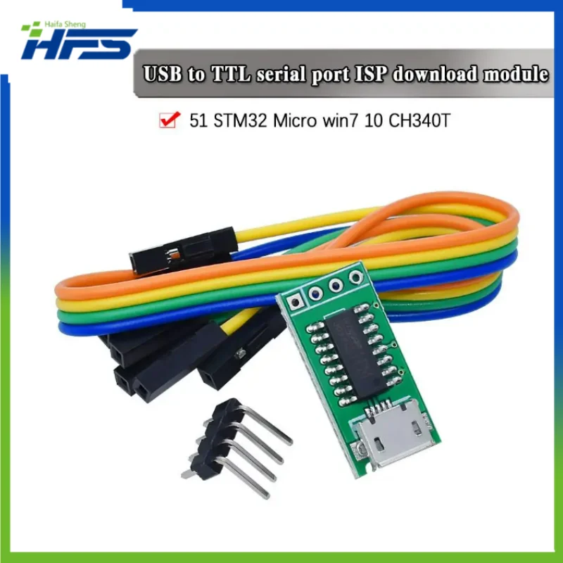 CH340C Micro USB ke TTL seri Port Download modul 5V/3.3V 500mA menggantikan CP2102 CH340G CH340T untuk STM32 51 dengan DuPont Line