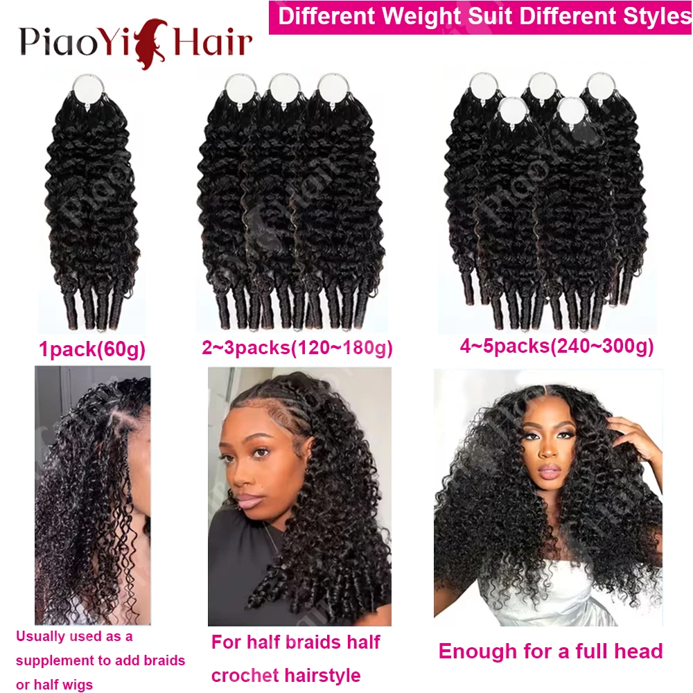 60g Per Bunldes 15A Burmese Curly Crochet Human Hair Brasid Knotless Pre-Separated Feather Human Crochet Hair 100% Human Hair Extensions 14-26 Inch Human Crochet